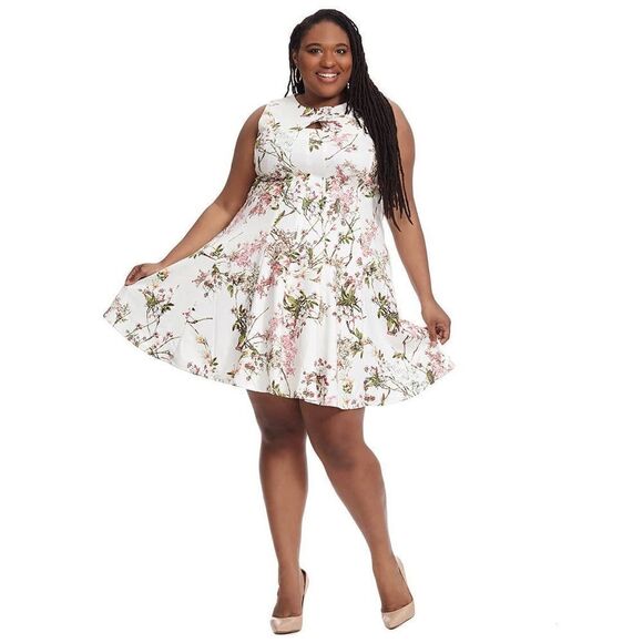 Julian Taylor Floral Print Dress With Keyhole Detail Sz 14 - Picture 1 of 7